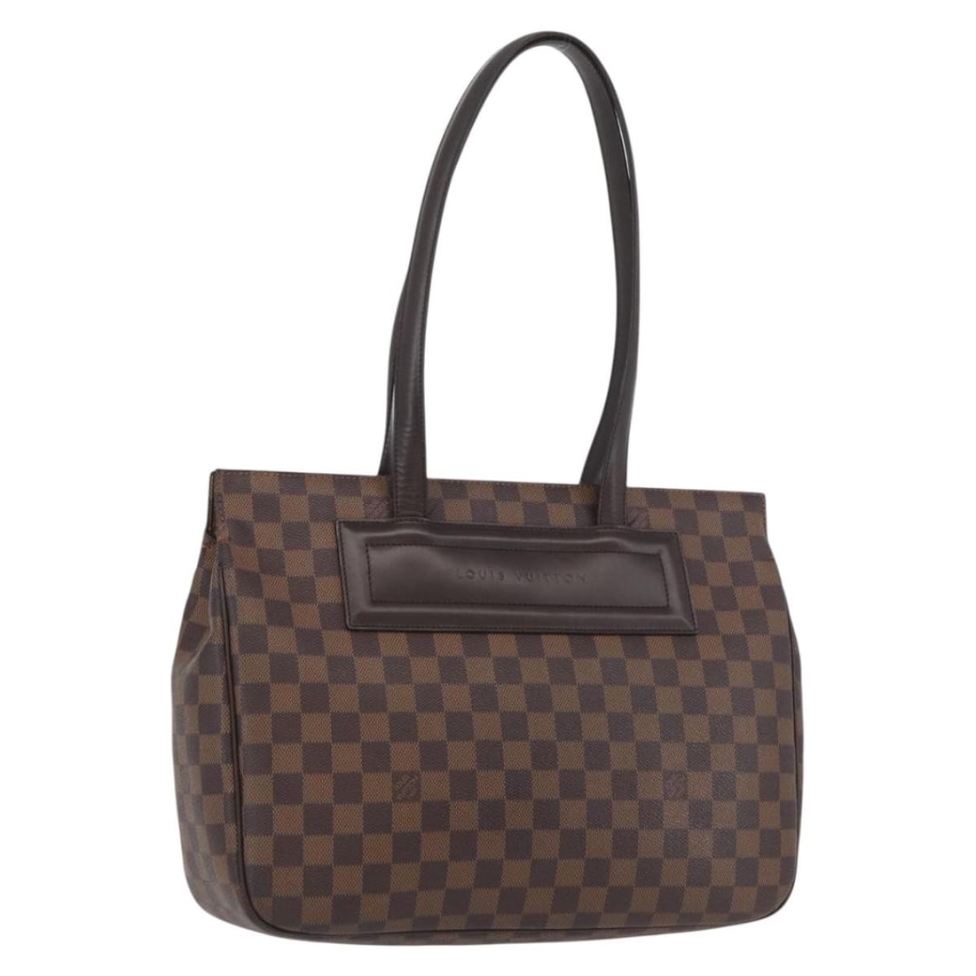 Louis Vuitton Parioli PM Tote Damier Ebene Canvas Bag N51123 with Dust Bag: Louis Vuitton Parioli PM Tote Damier Ebene Canvas Bag N51123 with Dust Bag This Louis Vuitton Parioli PM tote bag features the signature Damier Ebene canvas exterior in a classic brown checkered patte