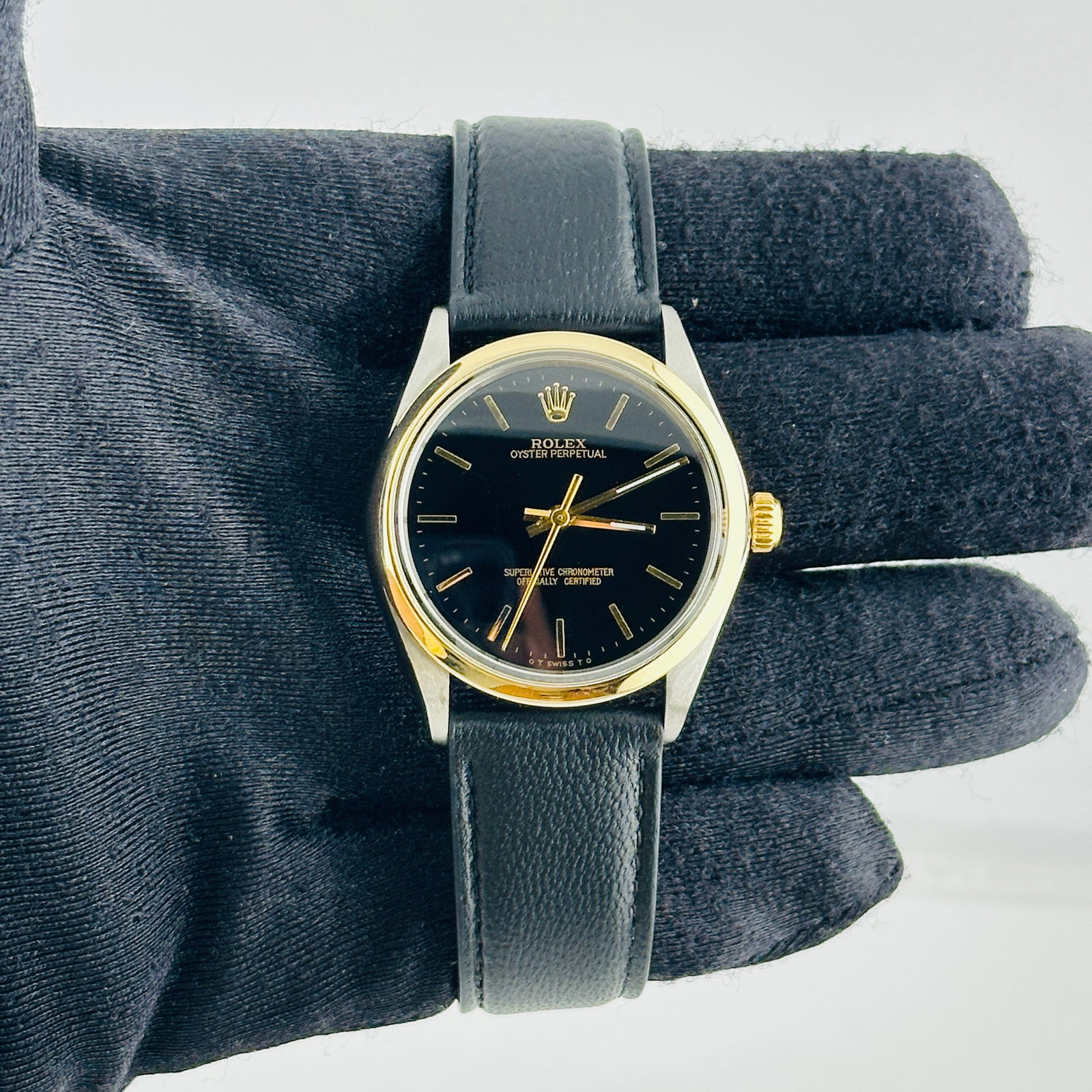 Rolex Oyster Perpetual Ref 1002 Mens Watch Black Gold Sigma Dial (1 of 5)