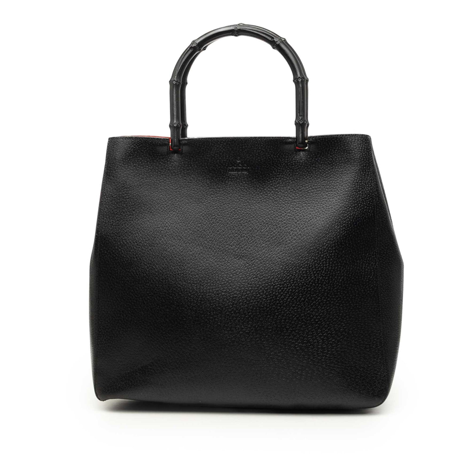Gucci Pigskin Bamboo Leather Tote Bag Black: Gucci Pigskin Bamboo Leather Tote Bag Black A Gucci Pigskin Bamboo Tote crafted in black leather with signature bamboo top handles. The bag features an open top and an interior zip pocket. Condition i