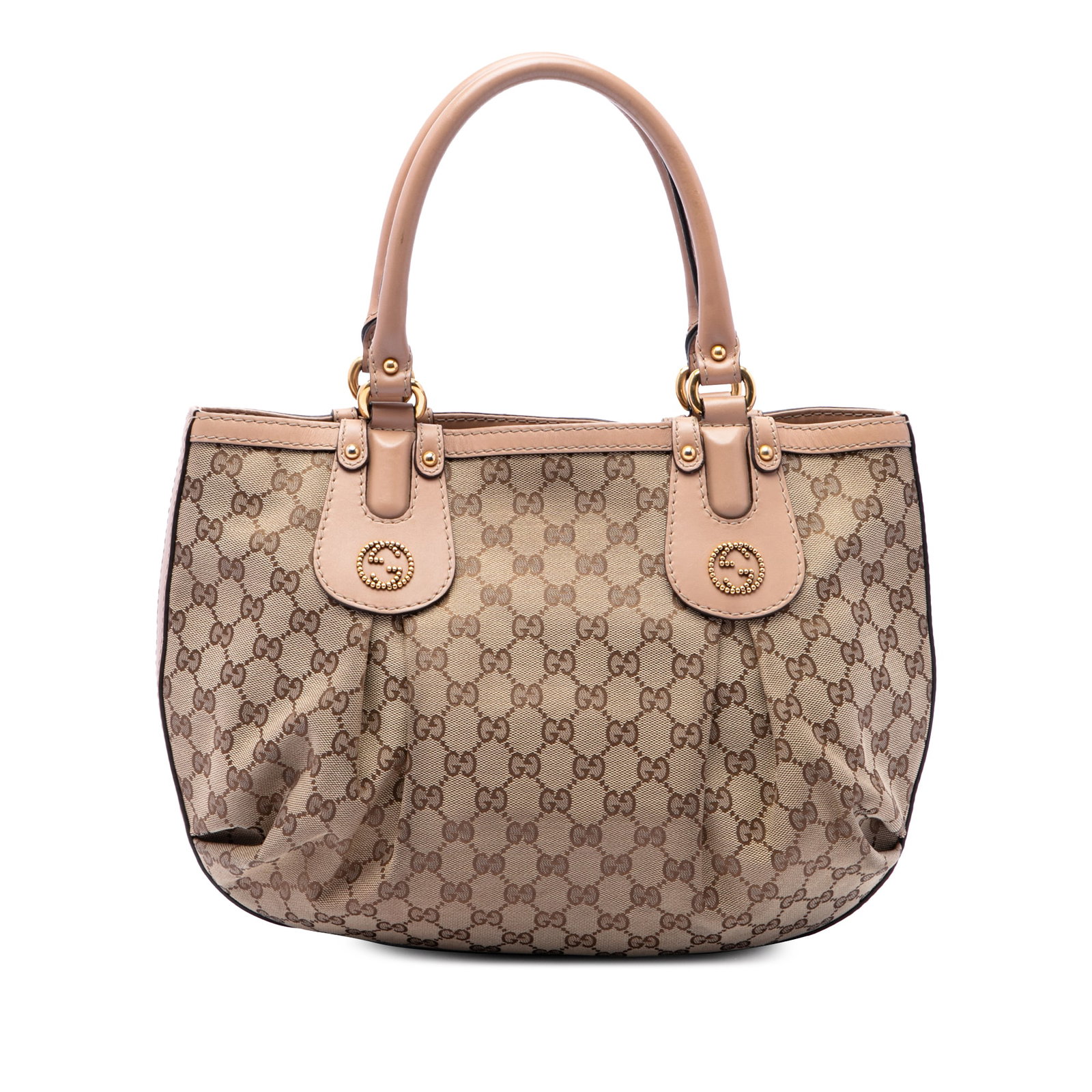 Gucci Scarlett Tote Beige GG Canvas Handbag: Gucci Scarlett Tote Beige GG Canvas Handbag The Gucci GG Canvas Scarlett Tote is crafted with a canvas body and leather trim, featuring rolled leather handles, an open top with a magnetic snap closure