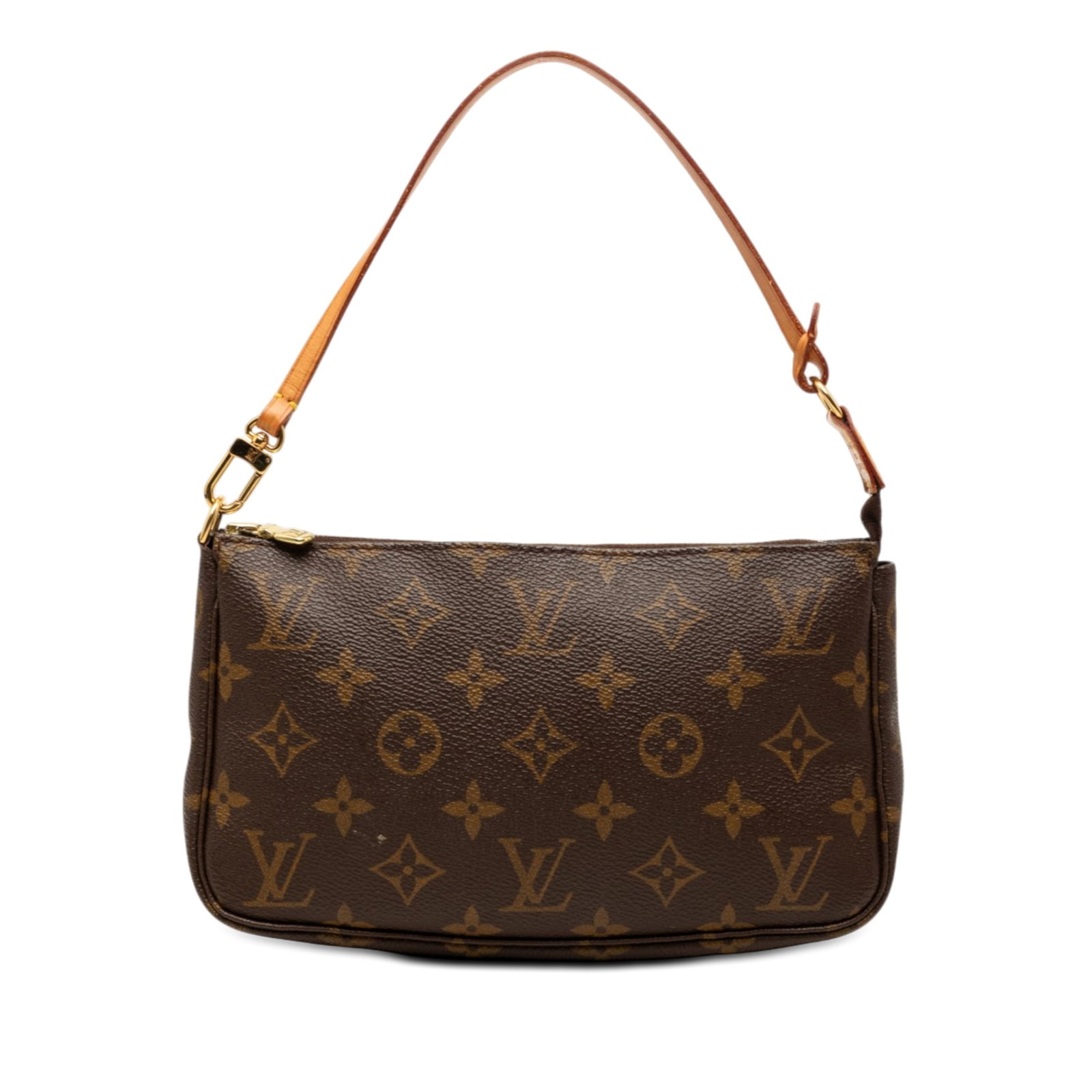Louis Vuitton Pochette Accessoires Monogram Canvas Shoulder Bag: Louis Vuitton Pochette Accessoires Monogram Canvas Shoulder Bag A Louis Vuitton Monogram Pochette Accessoires made in France. This bag features a monogram canvas body, a flat vachetta leather handle, 