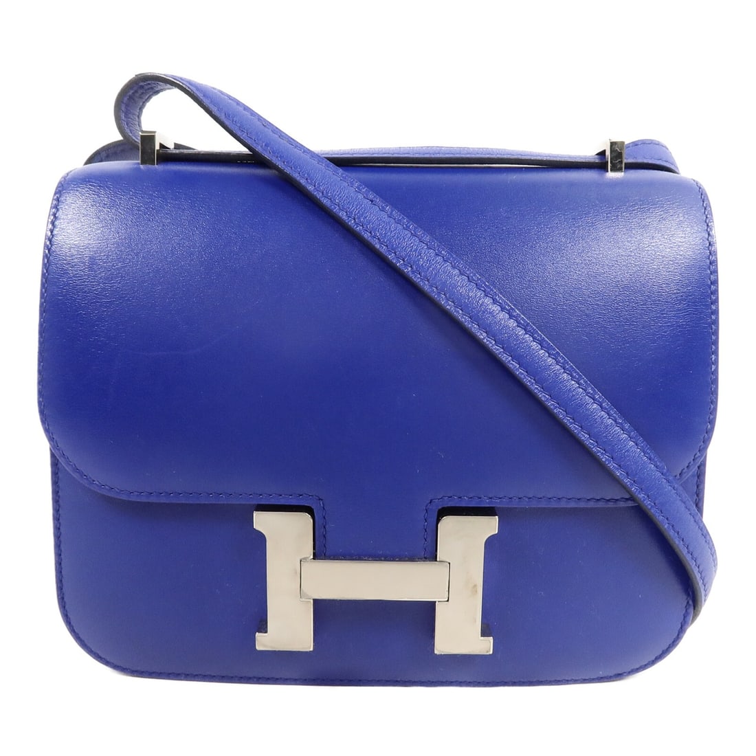 Hermes Constance Mini Shoulder Bag Bleu Electrique Tadelakt Calfskin PHW: Hermes Constance Mini Shoulder Bag Bleu Electrique Tadelakt Calfskin PHW Hermes Constance Mini shoulder bag in Bleu Electrique Tadelakt leather with palladium-tone hardware. Made in France, this women
