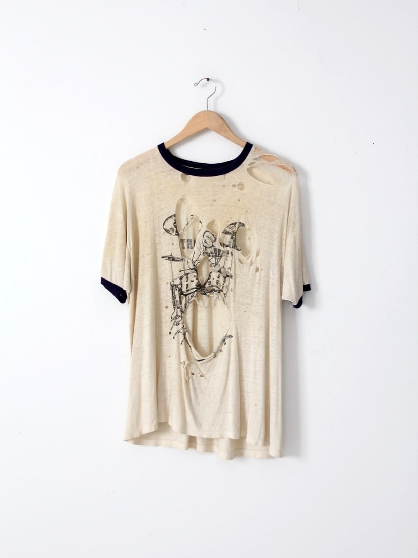 1970s Music Mart Graphic Ringer T Shirt XL (1 of 6)