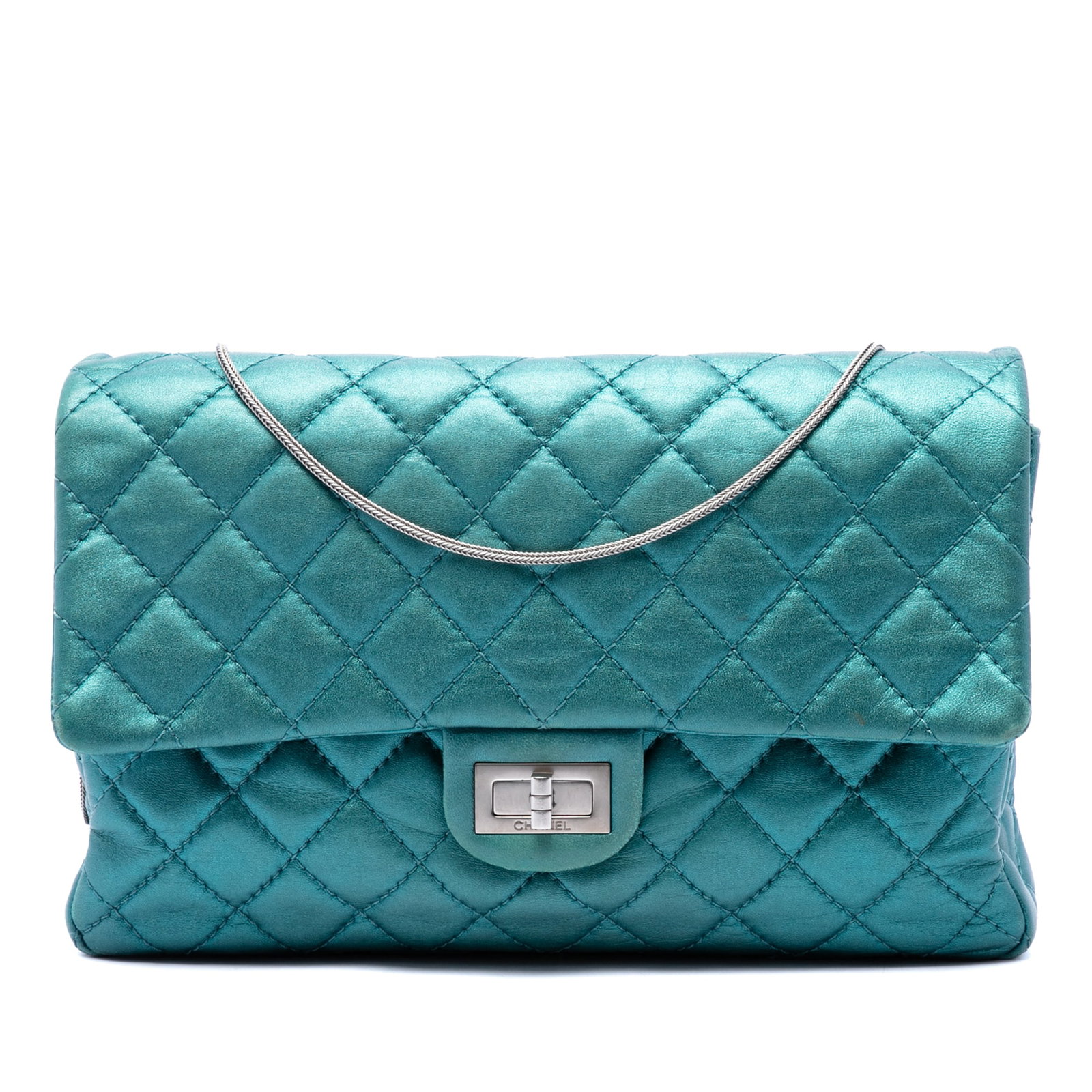 Chanel Reissue 2.55 226 Metallic Quilted Calfskin Shoulder Bag: Chanel Reissue 2.55 226 Metallic Quilted Calfskin Shoulder Bag A Chanel Reissue 2.55 Flap 226 shoulder bag crafted in blue quilted metallic calfskin leather. It features chain link shoulder straps, a 