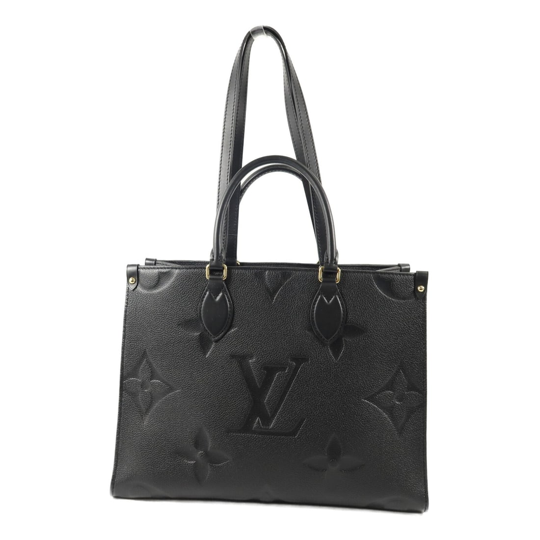 Louis Vuitton On The Go MM M45595 black Monogram Empreinte shoulder bag: Louis Vuitton On The Go MM M45595 black Monogram Empreinte shoulder bag Louis Vuitton OnTheGo MM 2-way shoulder bag in black Monogram Empreinte calfskin. This women's bag features a black exterior, do