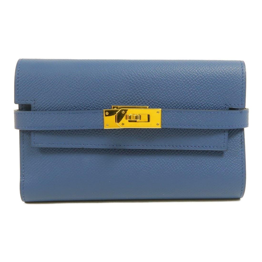 HERMES Kelly Depliant Medium Wallet Bleu Agate Epsom Leather: HERMES Kelly Depliant Medium Wallet Bleu Agate Epsom Leather Hermes Kelly Depliant Medium wallet in Veau Epsom leather with a tri-fold long wallet design. Finished in Bleu Agate, this women's wallet f