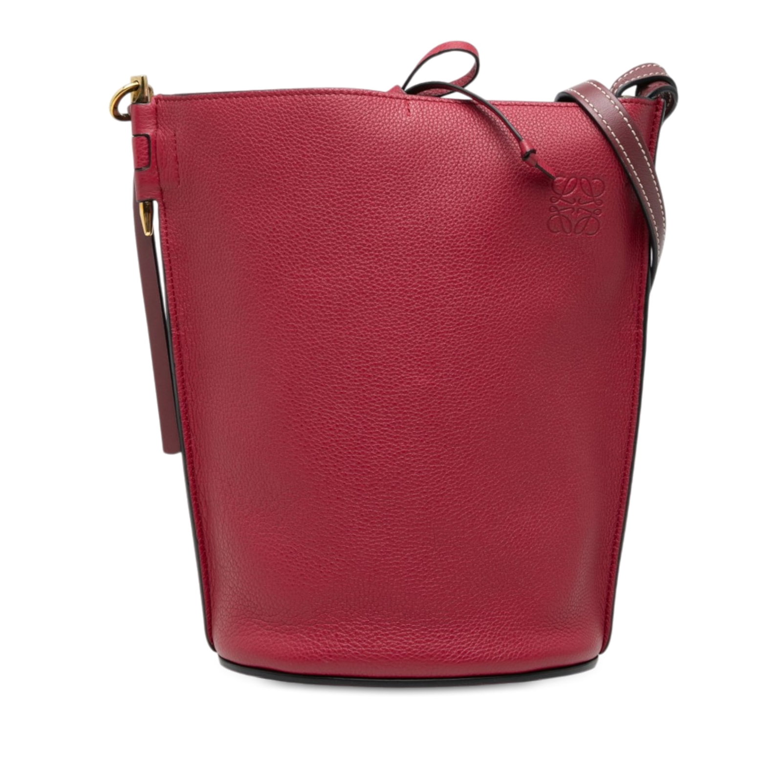 LOEWE Gate Bucket Bag in Red Grained Calfskin Leather (1 of 7)