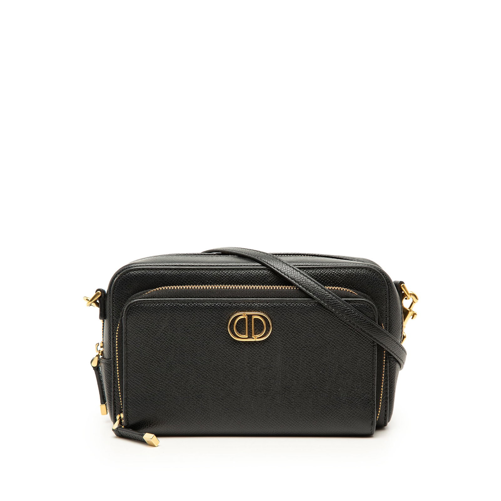 Dior Caro Double Pouch in Black Grained Calfskin (1 of 9)