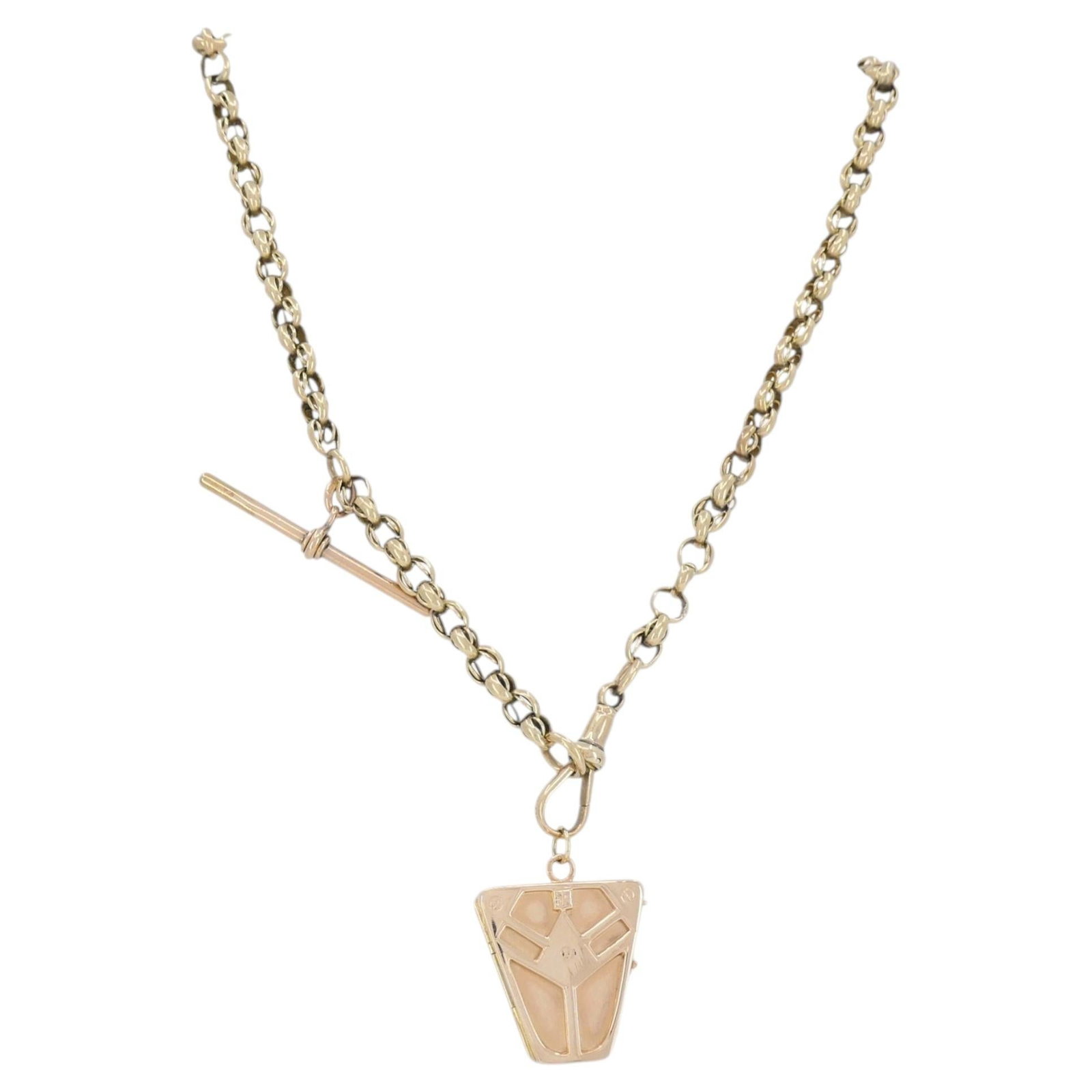 Antique Gold Watch Chain Necklace with 14k Locket Pendant (1 of 18)