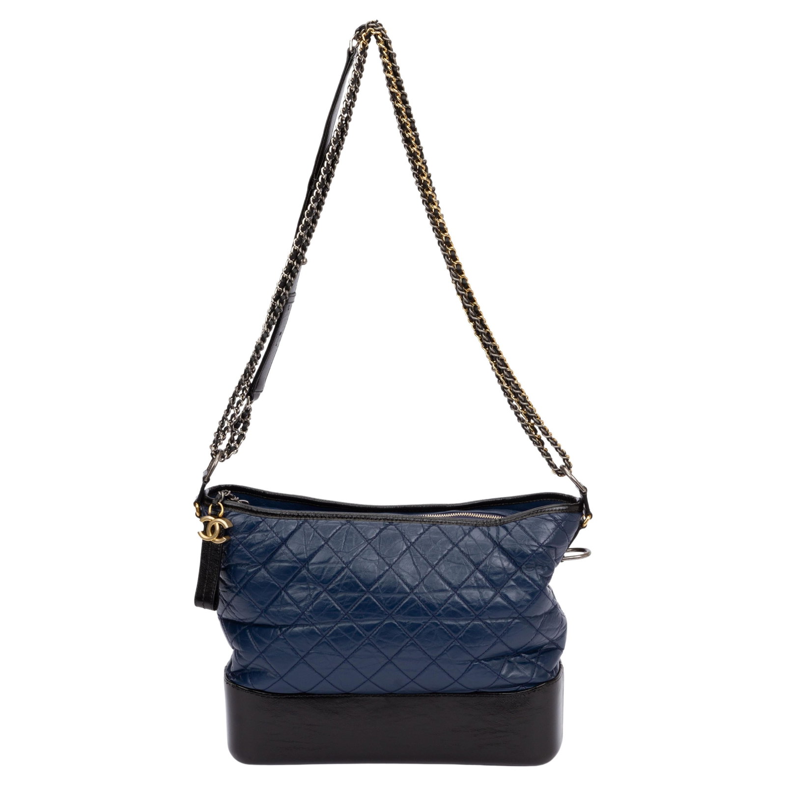 Chanel Large Gabrielle Bag Blue Black Leather Gold Ruthenium Hardware: Chanel Large Gabrielle Bag Blue Black Leather Gold Ruthenium Hardware Introducing the Chanel Large Blue Black Gabrielle Bag, a stunning blend of style and functionality. This designer handbag features