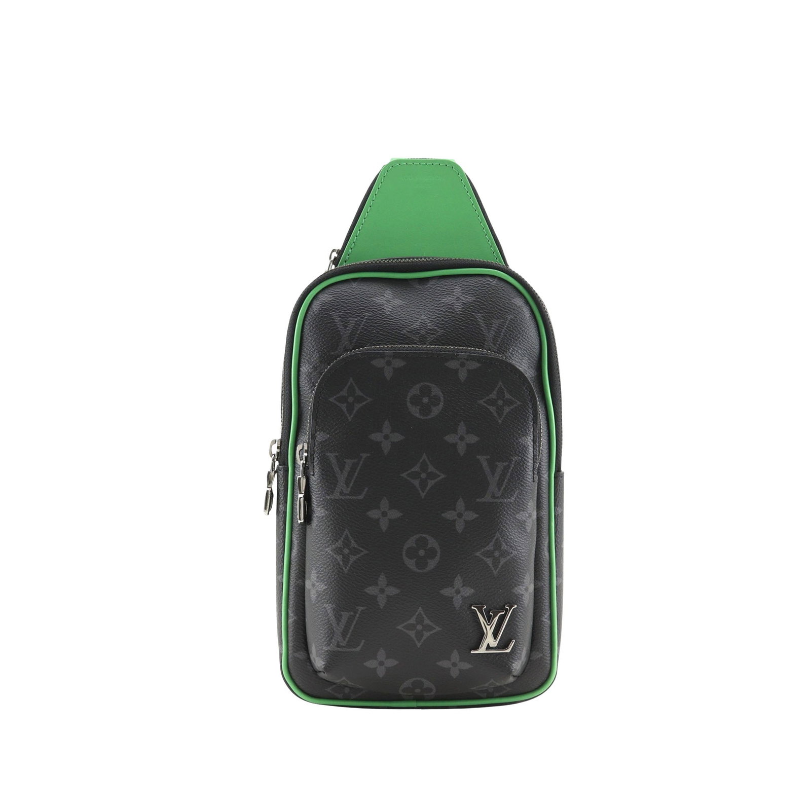 Louis Vuitton Avenue Slingbag PM in Monogram Eclipse Canvas: Louis Vuitton Avenue Slingbag PM in Monogram Eclipse Canvas Louis Vuitton Avenue Slingbag PM in Monogram Eclipse canvas with leather trim and an adjustable flat strap. The bag features a top zip closu