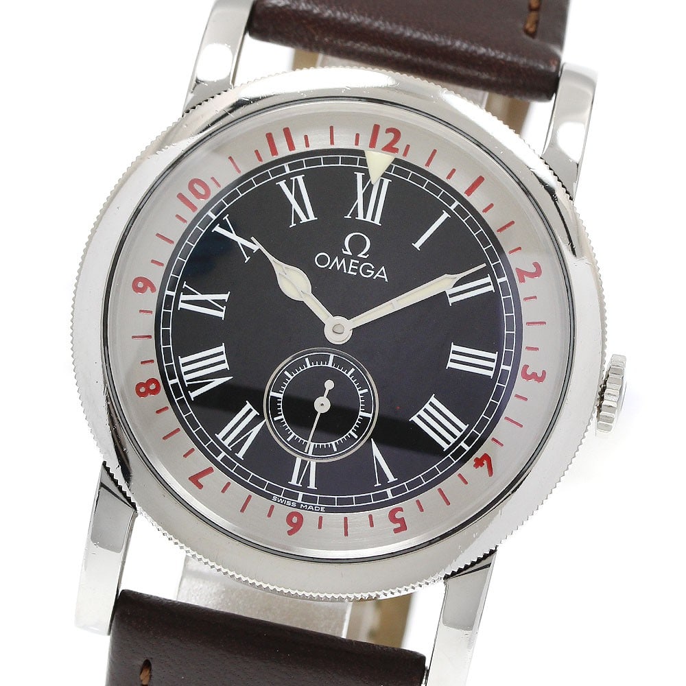 OMEGA Specialties Pilot mens automatic watch ref 516.13.41.10.01.001: OMEGA Specialties Pilot mens automatic watch ref 516.13.41.10.01.001 OMEGA Specialties Pilot wristwatch with automatic movement and small seconds. This men's watch features a black dial and stainless 