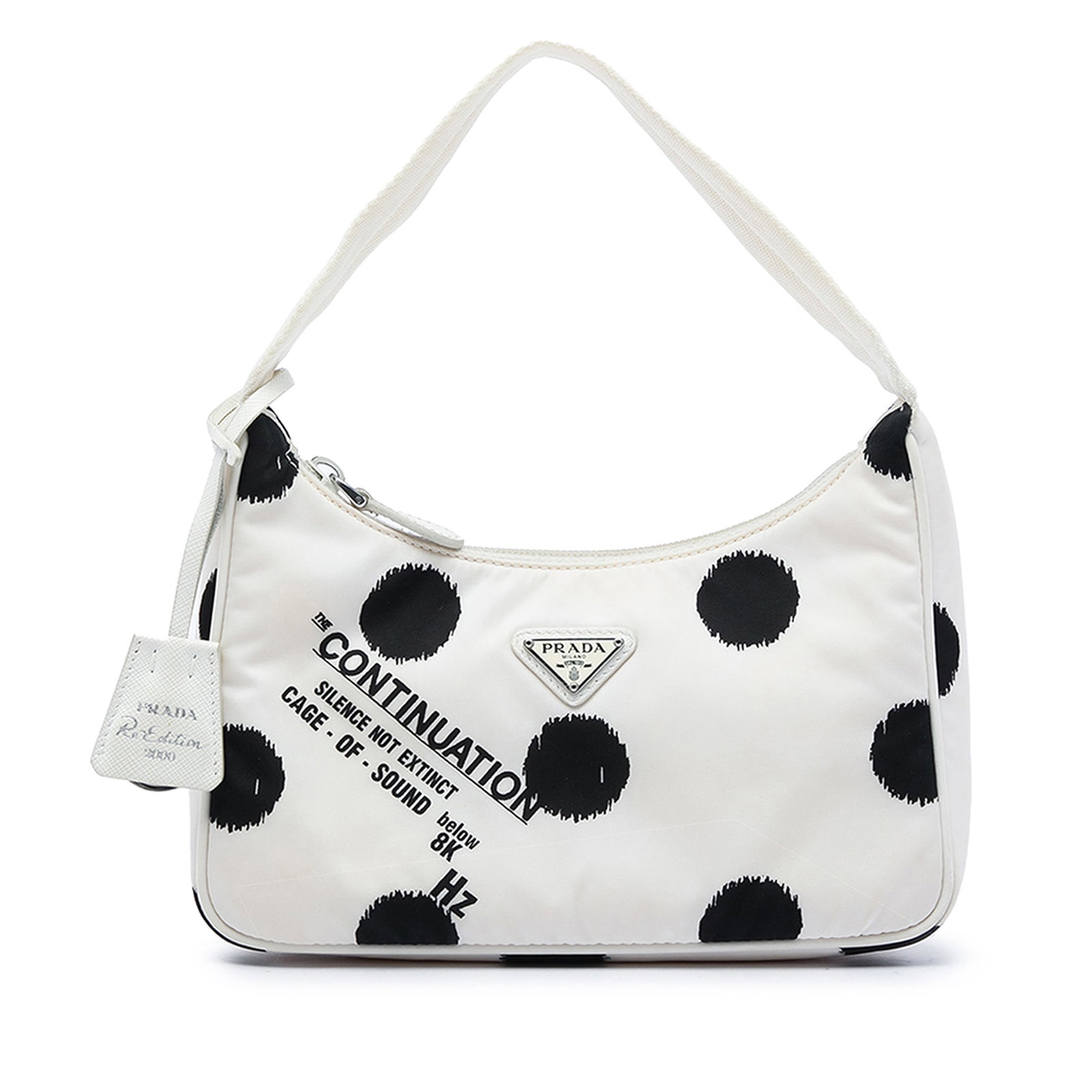 Prada Re Edition 2000 Mini Shoulder Bag in White Polka Dot Nylon (1 of 6)