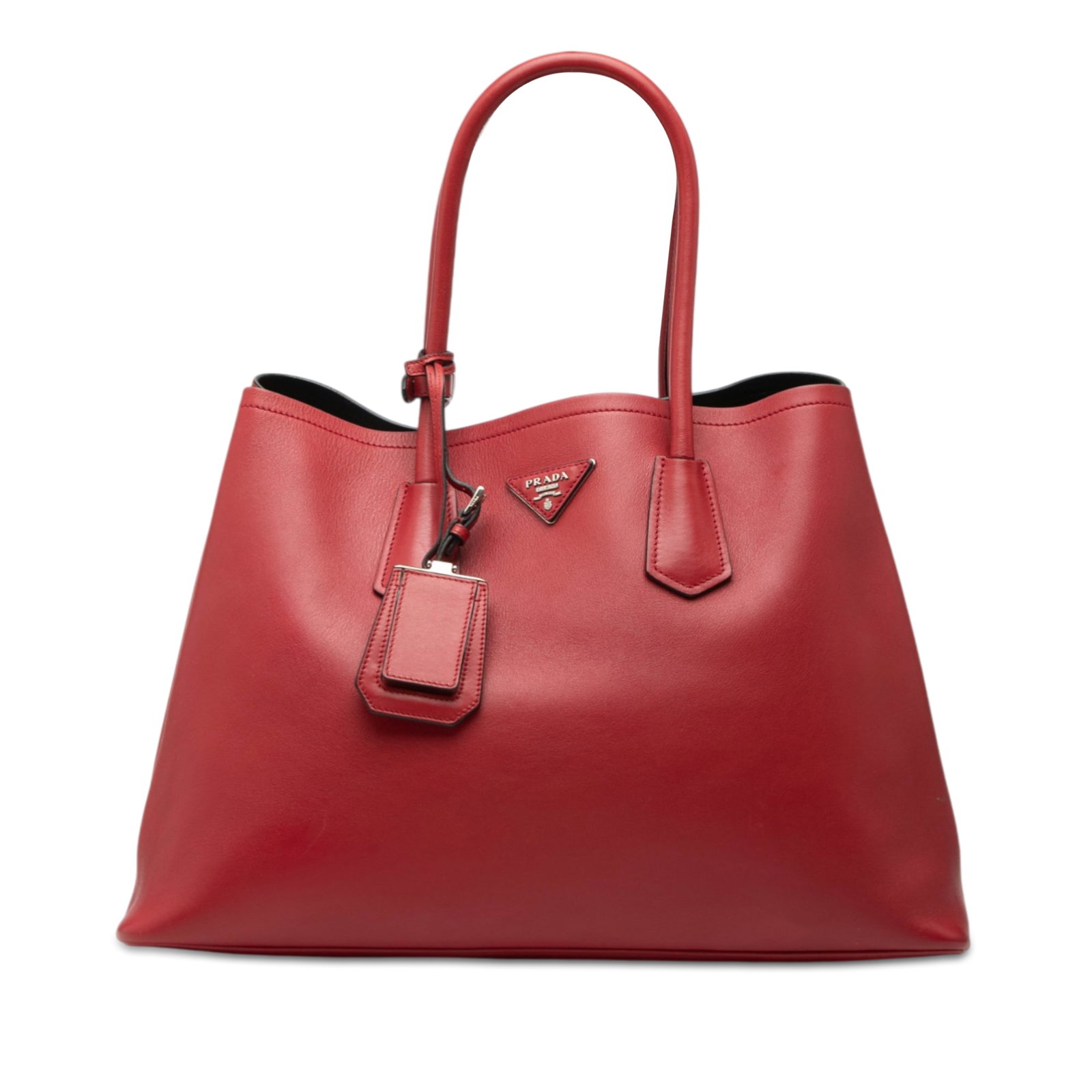 Prada Saffiano Leather Red Double Handle Large Satchel Bag (1 of 6)