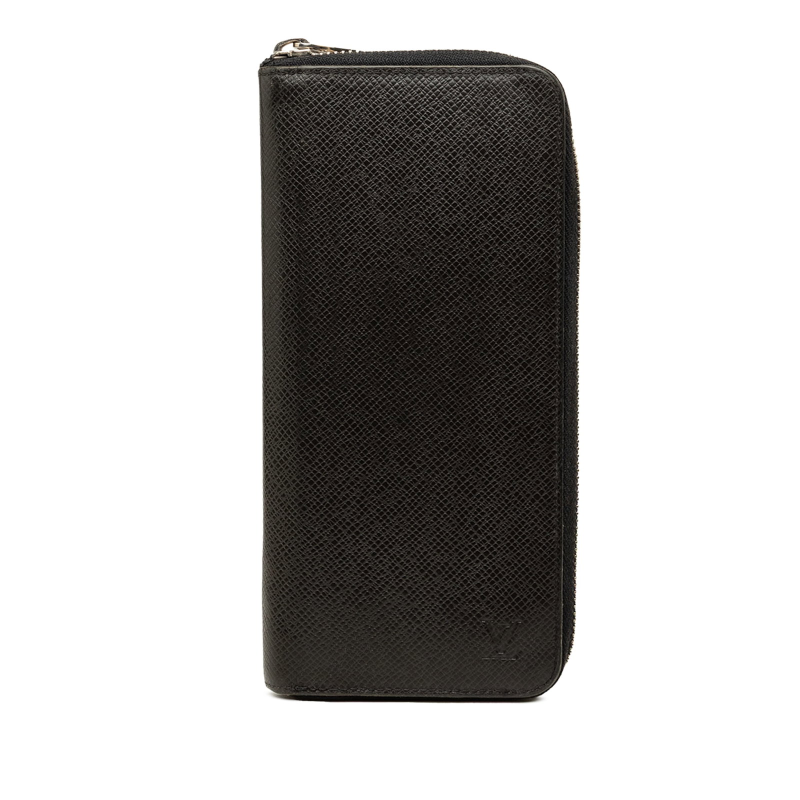 Louis Vuitton Taiga Zippy Vertical Leather Long Wallet Black: Louis Vuitton Taiga Zippy Vertical Leather Long Wallet Black Louis Vuitton Taiga Zippy Vertical long wallet in black leather with a zip-around closure. The interior includes zip and slip pockets for o