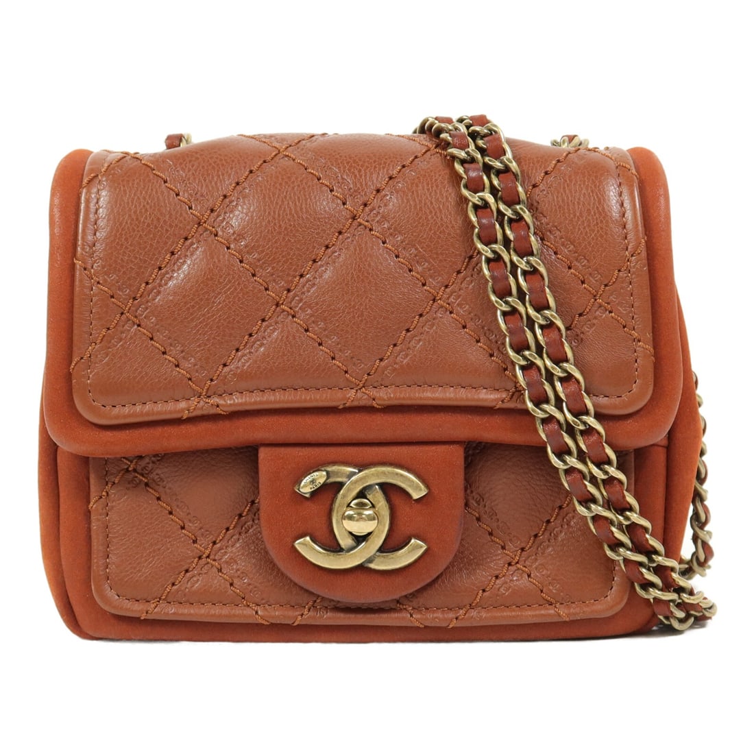 CHANEL Chain Shoulder Bag Brown Calfskin Clutch GHW: CHANEL Chain Shoulder Bag Brown Calfskin Clutch GHW Brown Chanel clutch with chain shoulder strap crafted in calfskin leather. This women's shoulder bag features a turn-lock closure and an open interi
