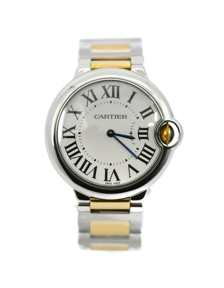 Cartier Ballon Bleu women's quartz wristwatch 36 mm ref W69008Z3: Cartier Ballon Bleu women's quartz wristwatch 36 mm ref W69008Z3 Pre-owned Cartier Ballon Bleu women's wristwatch with a quartz movement and analog silver dial. This watch includes the original box an