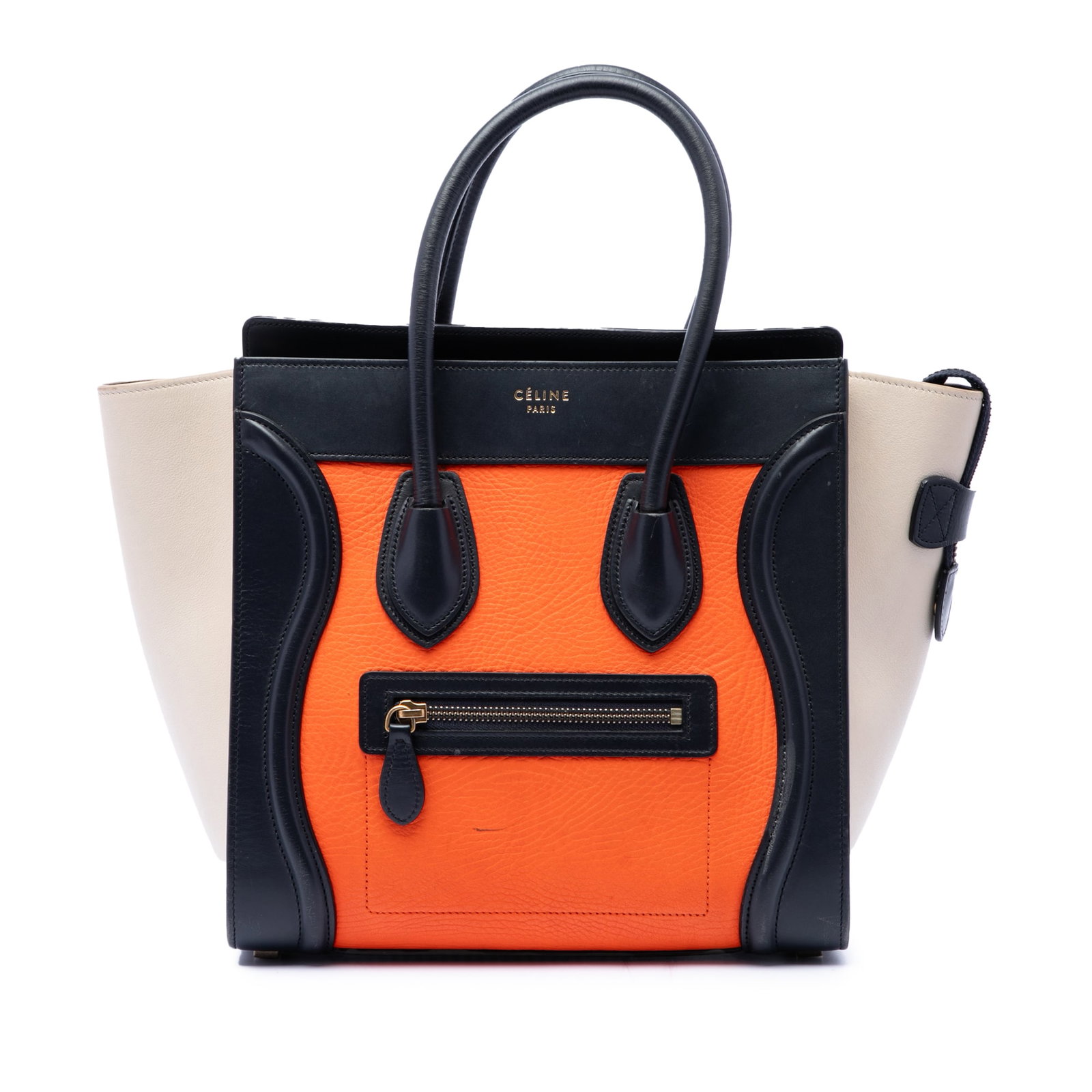 Celine Micro Luggage Tote Tricolor Orange Leather Handbag (1 of 6)