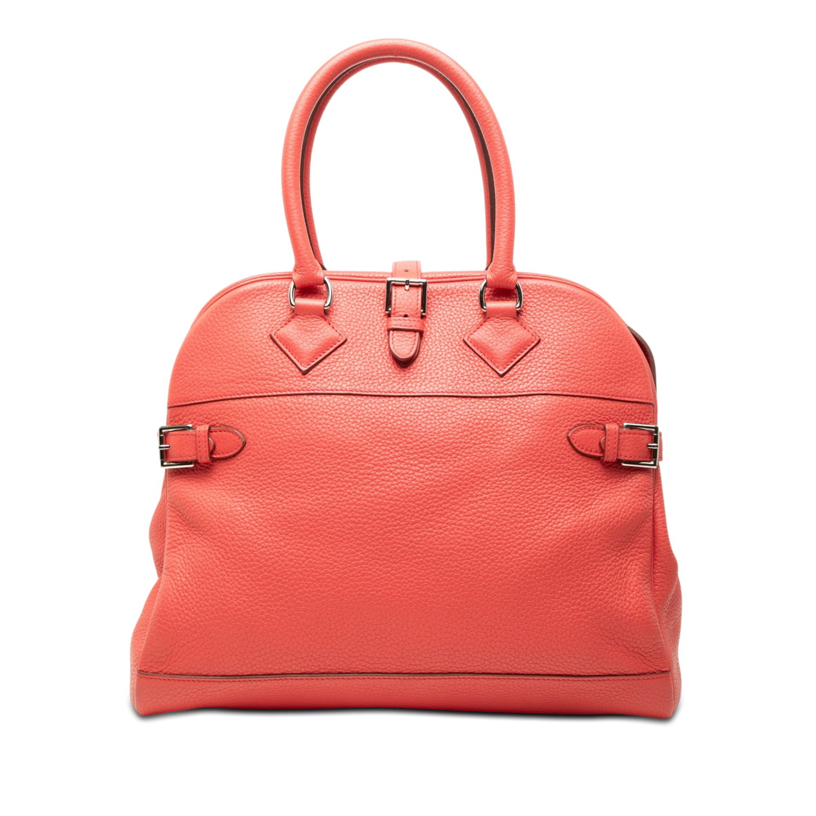Hermes Atlas 35 Orange Clemence Leather Handbag: Hermes Atlas 35 Orange Clemence Leather Handbag The Hermes Atlas 35 is crafted in Clemence leather with rolled leather handles, a top zip closure, a top strap with buckle closure, and interior slip po