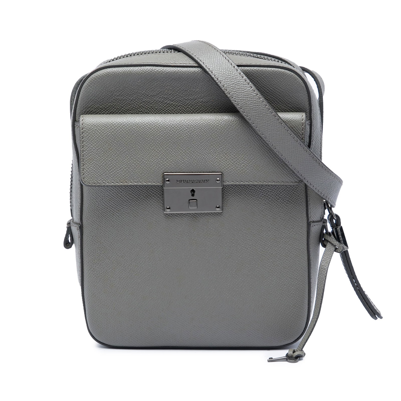 Burberry Shaldon Gray Grained Calfskin Leather Crossbody Bag (1 of 5)