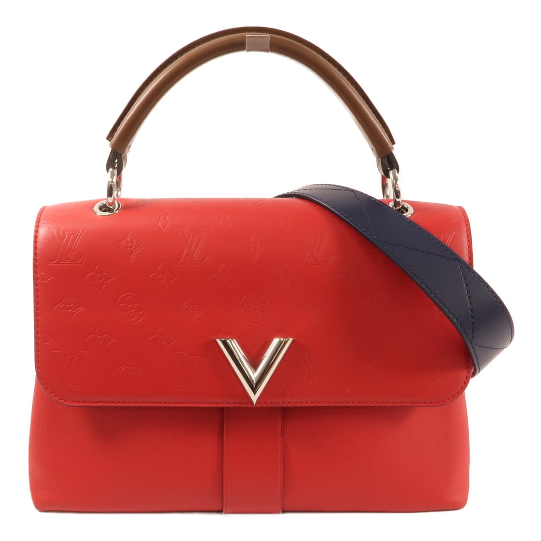 Louis Vuitton Very One M42905 Red Calfskin 2 Way Shoulder Bag: Louis Vuitton Very One M42905 Red Calfskin 2 Way Shoulder Bag A Louis Vuitton Very One 2 Way Shoulder Bag, model M42905, crafted in calfskin (cowhide) leather and finished in red. Designed for women, 