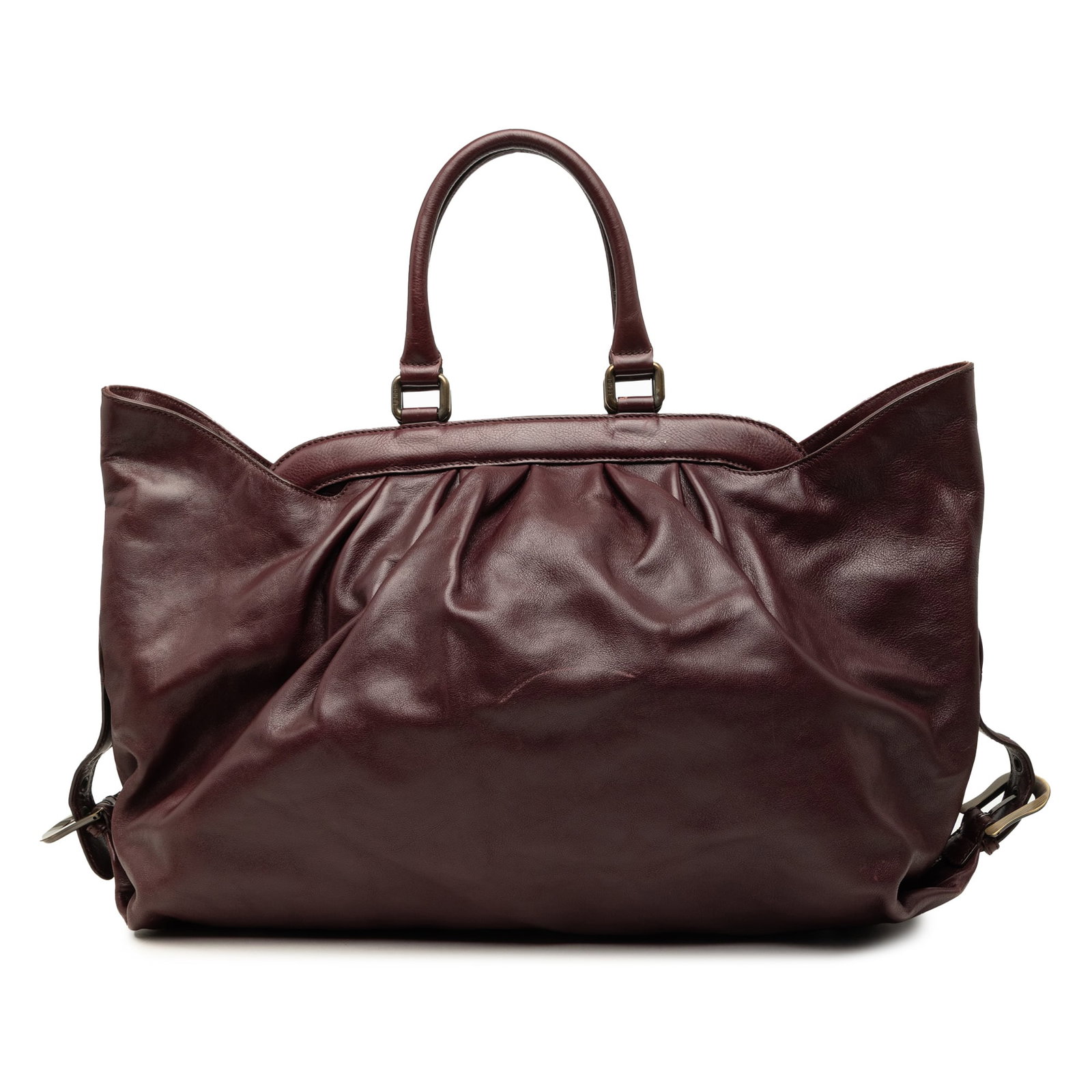 Fendi Doctor B Red Leather Satchel Bag: Fendi Doctor B Red Leather Satchel Bag A Fendi Doctor B handbag crafted in red leather with rolled leather handles and an open top with magnetic snap closures. The interior includes a zip pocket, and 