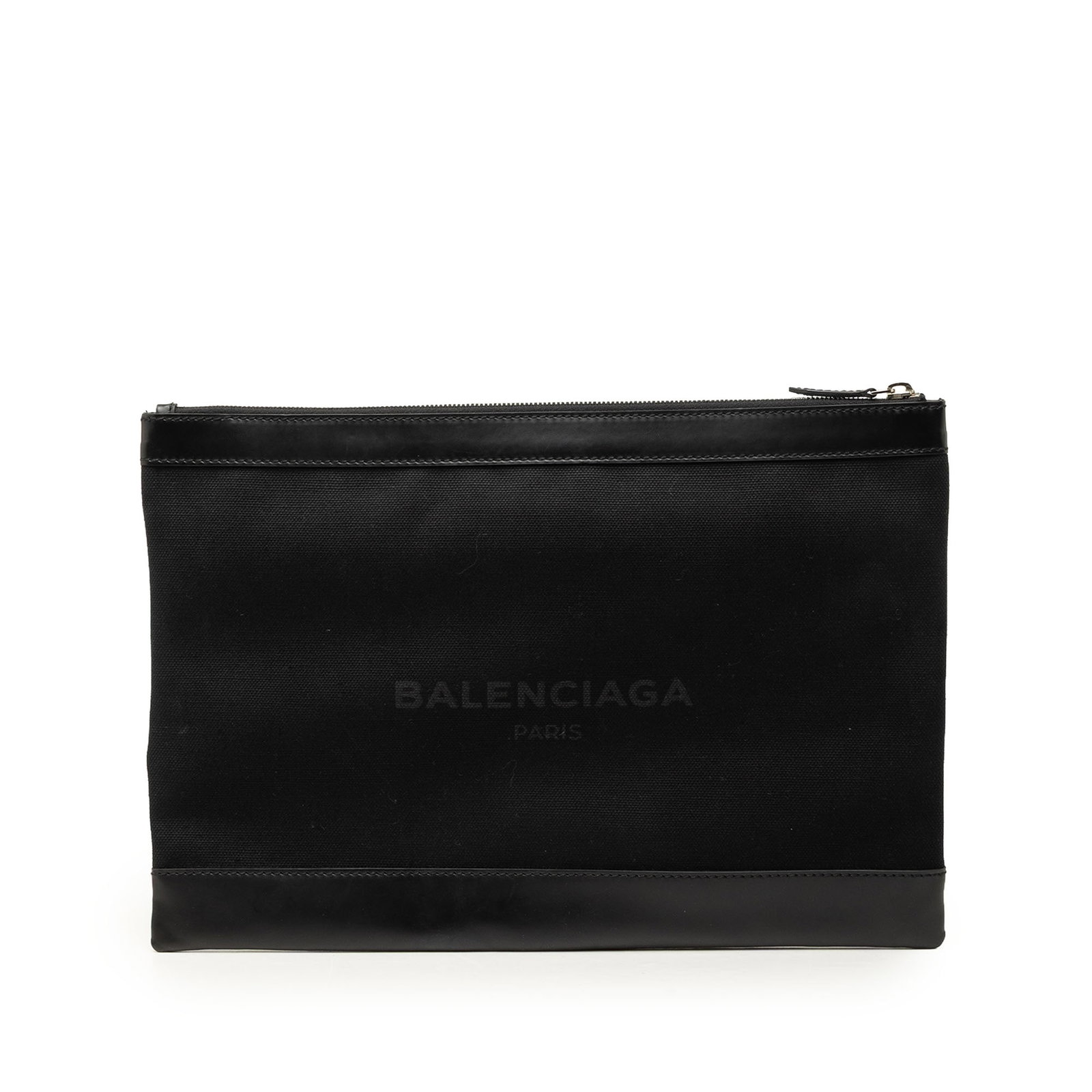 Balenciaga Navy Clip L Canvas Clutch Bag Black (1 of 7)