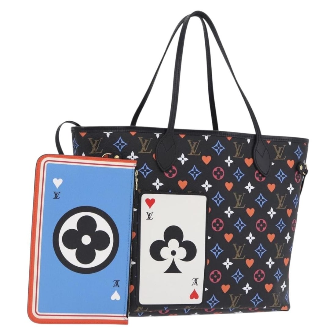 Louis Vuitton M57483 Neverfull MM Monogram Canvas Tote with Pouch: Louis Vuitton M57483 Neverfull MM Monogram Canvas Tote with Pouch Louis Vuitton Neverfull MM tote bag in Monogram Game On canvas with black accents. This women's tote is made in Spain and includes two