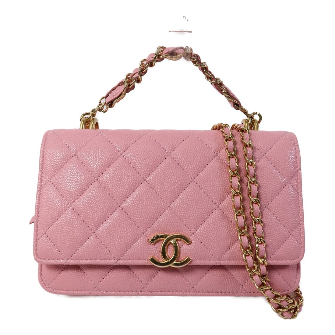 CHANEL AP3019 CC WOC 2way shoulder bag in pink calfskin: CHANEL AP3019 CC WOC 2way shoulder bag in pink calfskin CHANEL Wallet on Chain 2-way shoulder bag in pink calfskin leather with CC detail and GHW. This women's bag features a compact wallet-style inte