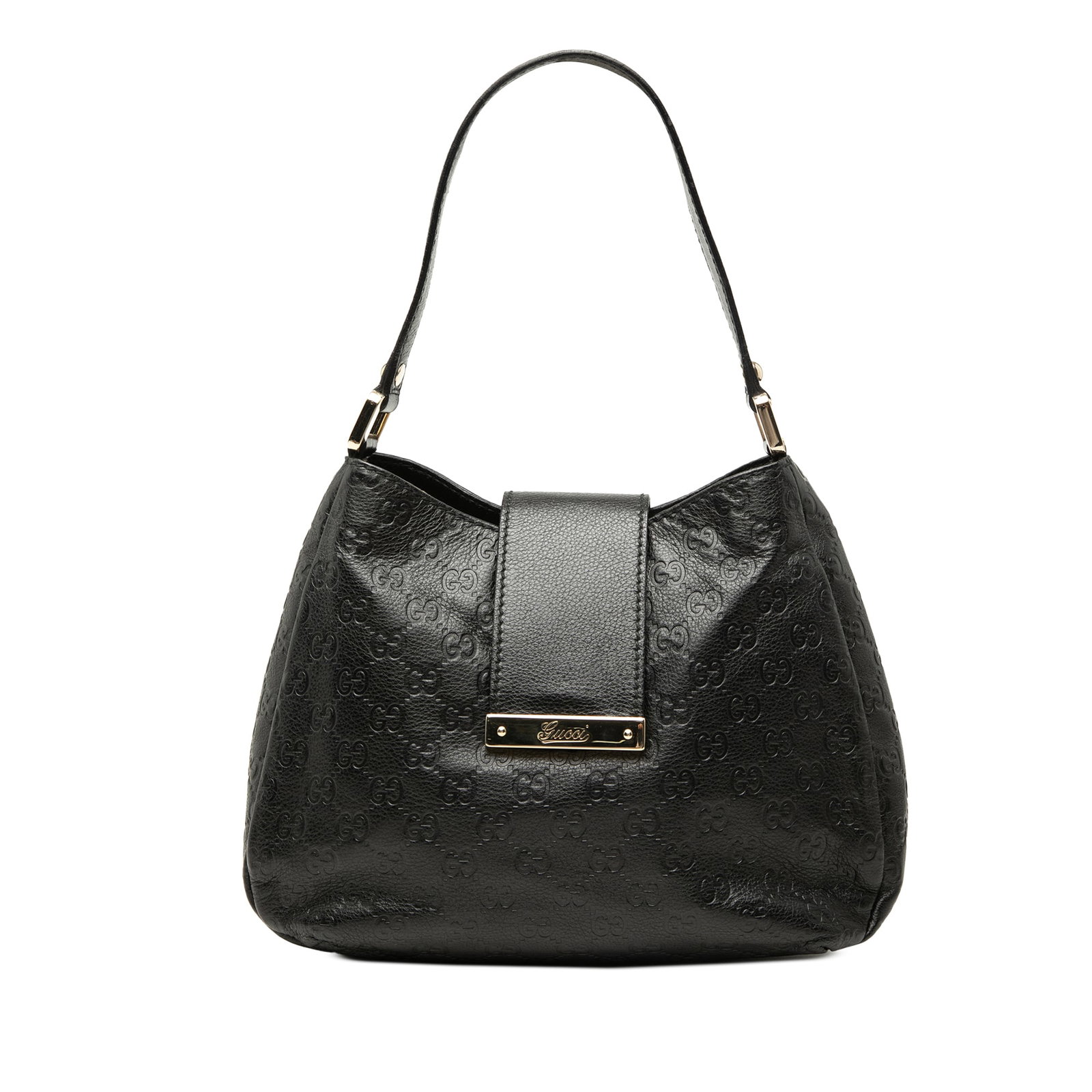 Gucci Guccissima Medium Leather Shoulder Bag Black (1 of 6)
