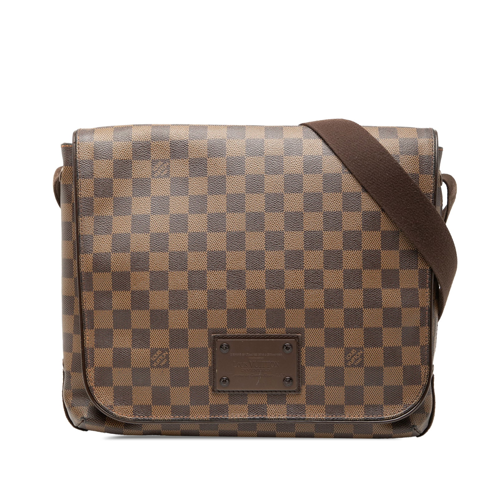 Louis Vuitton Brooklyn MM Damier Ebene Messenger Bag: Louis Vuitton Brooklyn MM Damier Ebene Messenger Bag Louis Vuitton Brooklyn MM shoulder bag in Damier Ebene canvas with an adjustable flat strap, front flap with magnetic closure, exterior back zip po