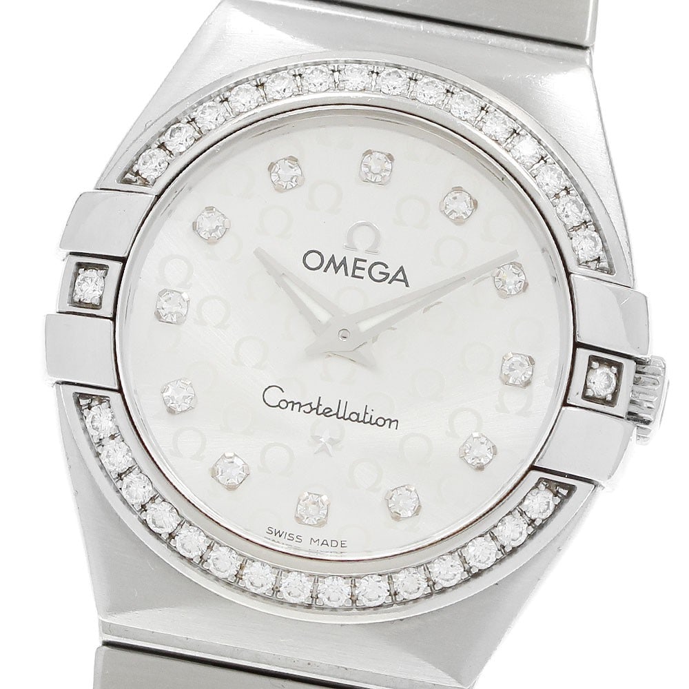 Omega Constellation Brushed Womens Quartz Watch Ref 123.15.27.60.52.001: Omega Constellation Brushed Womens Quartz Watch Ref 123.15.27.60.52.001 Omega Constellation Brushed women's quartz wristwatch with a stainless steel case and bracelet. This watch features a silver dia