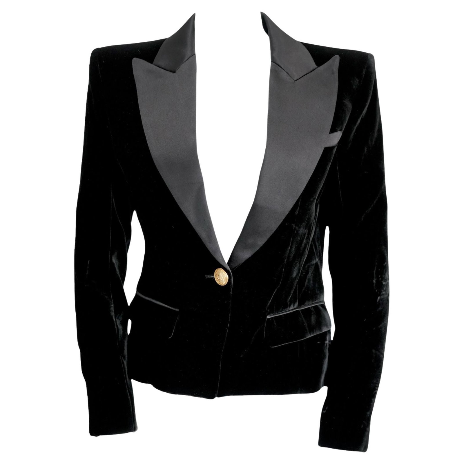 Balmain Size 42 Velvet Blazer in Black (1 of 10)