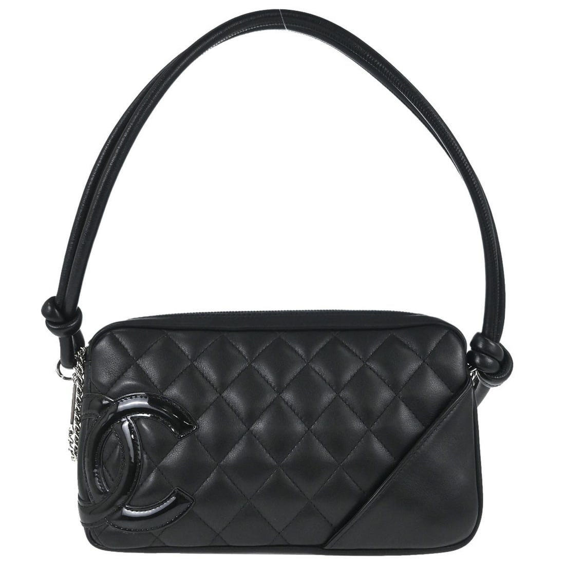 CHANEL Cambon Ligne Mini Top Handle Bag Black Calfskin: CHANEL Cambon Ligne Mini Top Handle Bag Black Calfskin Chanel Cambon Ligne mini top handle handbag in black calfskin leather. Made in Italy for women, this compact bag features one exterior pocket and
