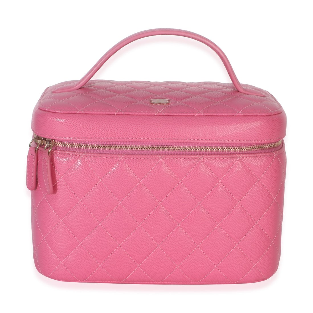 Chanel Vanity top handle case in pink quilted caviar leather (1 of 8)
