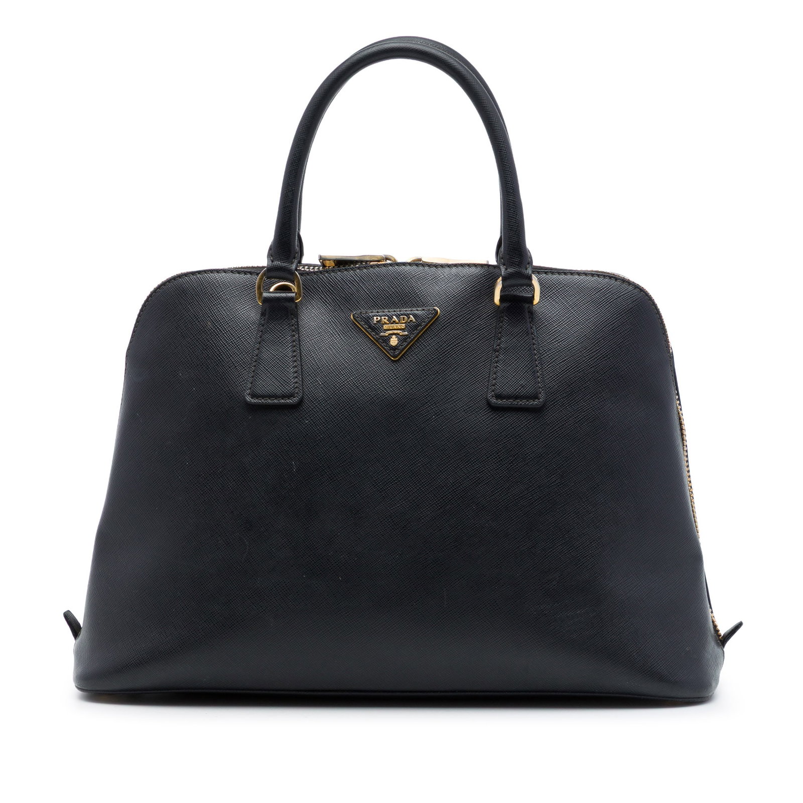 Prada Promenade Medium Saffiano Lux Leather Satchel Black: Prada Promenade Medium Saffiano Lux Leather Satchel Black This Prada Medium Saffiano Lux Promenade Satchel is crafted in black saffiano leather with a structured silhouette. It features rolled leather