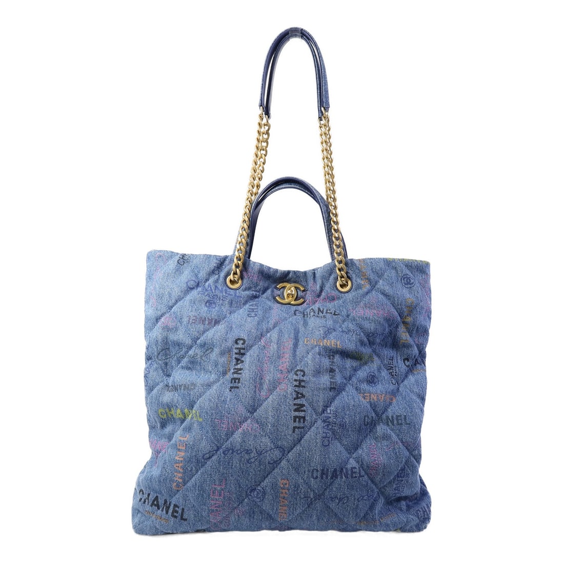 CHANEL AS3128 Mood Shopping Tote Denim Blue 2 Way Shoulder Bag (1 of 14)