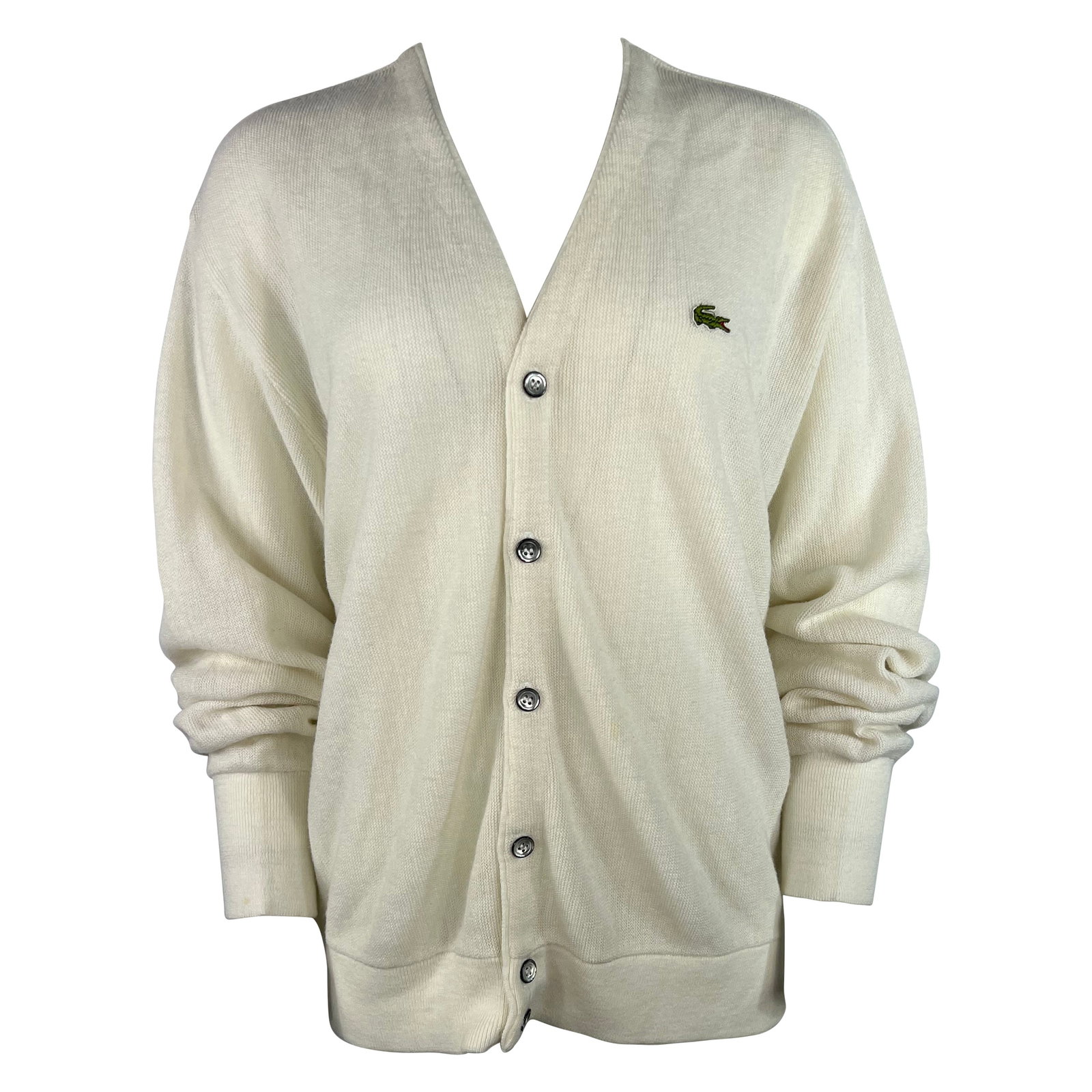 Lacoste V Neck Button Front Cardigan Sweater White Large (1 of 8)