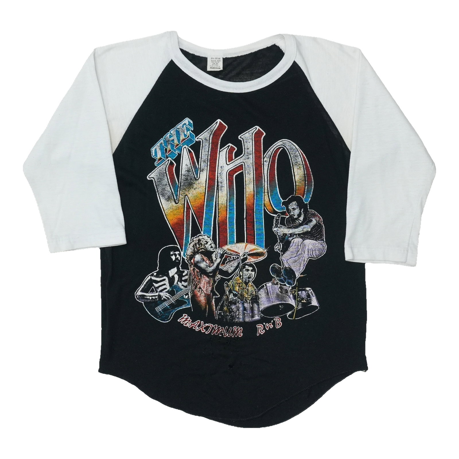 Vintage 1980s Keith Moon The Who cotton blend jersey shirt: Vintage 1980s Keith Moon The Who cotton blend jersey shirt Original vintage 1980s The Who Keith Moon jersey in white cotton blend. This is a true vintage shirt, not a modern reproduction. It is in exc