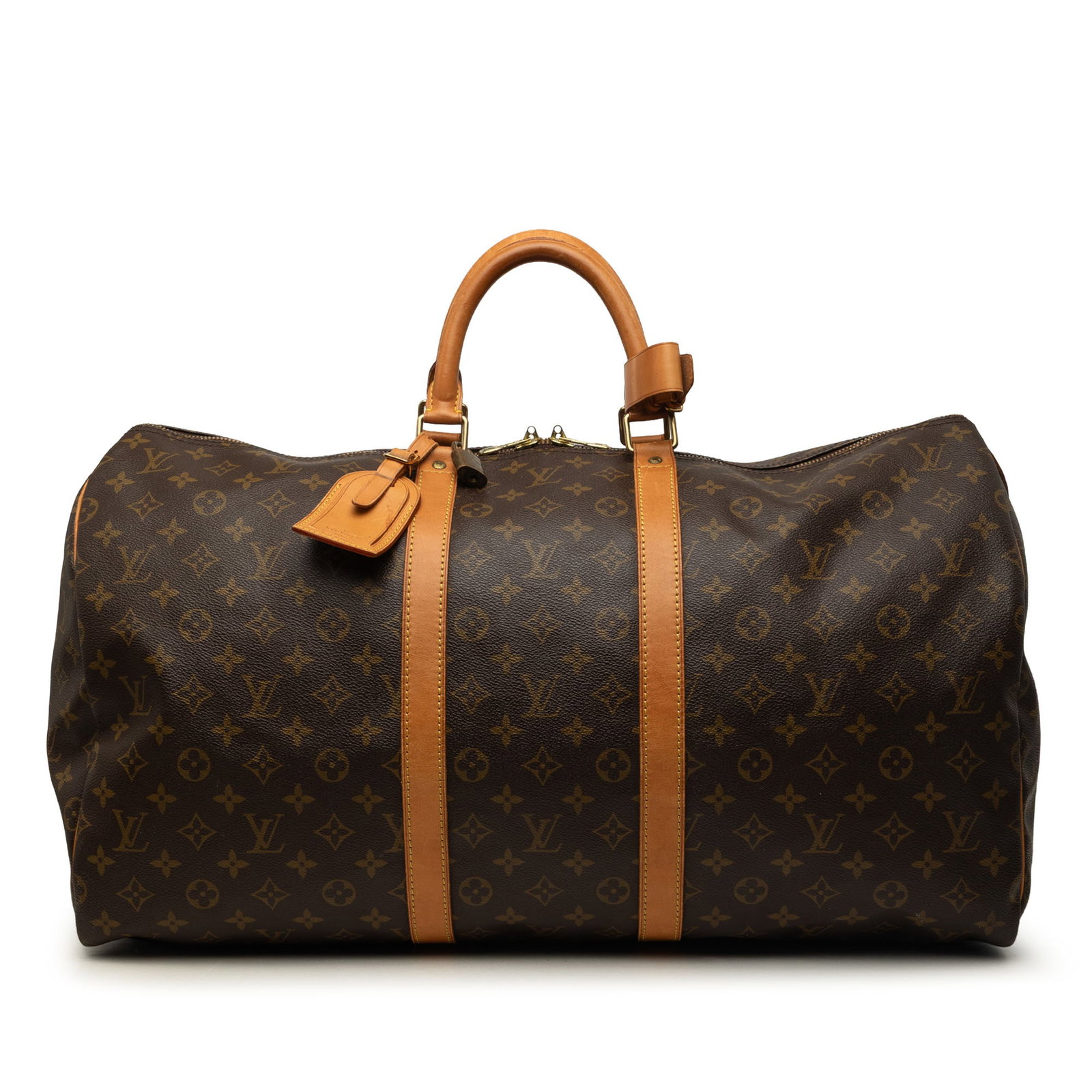 Louis Vuitton Keepall 55 Monogram Canvas Travel Bag: Louis Vuitton Keepall 55 Monogram Canvas Travel Bag Louis Vuitton Monogram Keepall 55 travel bag crafted with a monogram canvas body, vachetta leather trim, rolled vachetta leather handles, and a top 