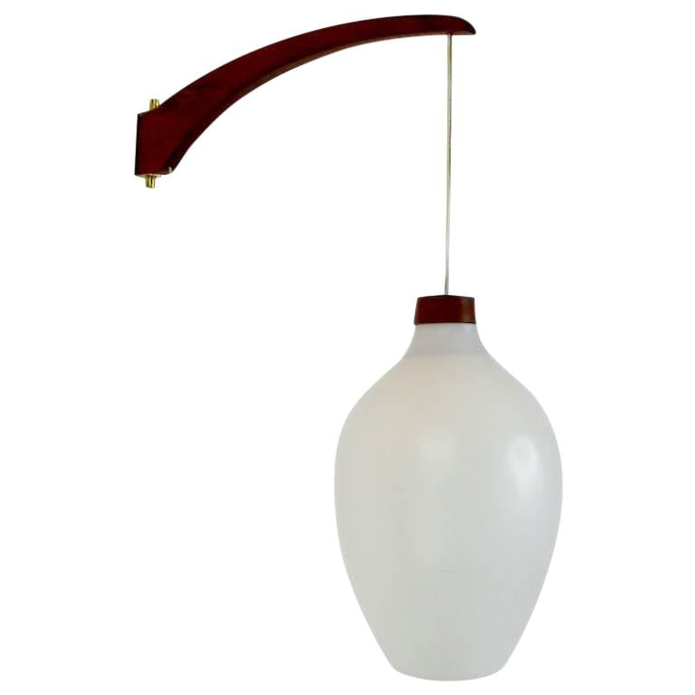 Luxus Teak Wall Sconce with Adjustable Frosted White Globe Shade (1 of 8)