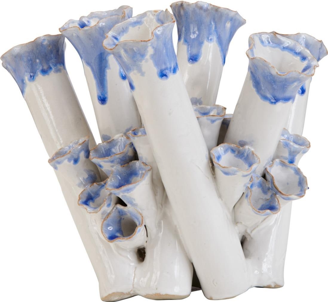 Blue Coral Design Ceramic Vase 8H 10W 8D (1 of 3)