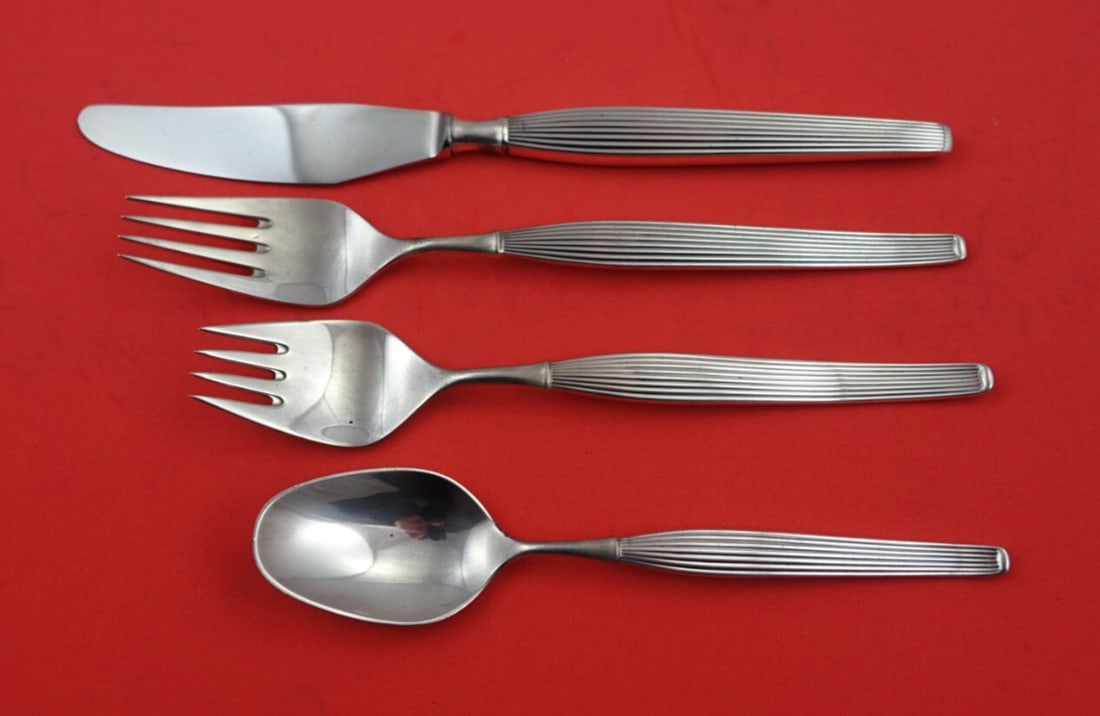 Frigast Savoy Sterling Silver 4-Piece Dinner Flatware Set: Frigast Savoy Sterling Silver 4-Piece Dinner Flatware Set Enhance your dining experience with this Savoy by Frigast 4-Piece Sterling Silver Dinner Size Place Setting. This elegant flatware set feature
