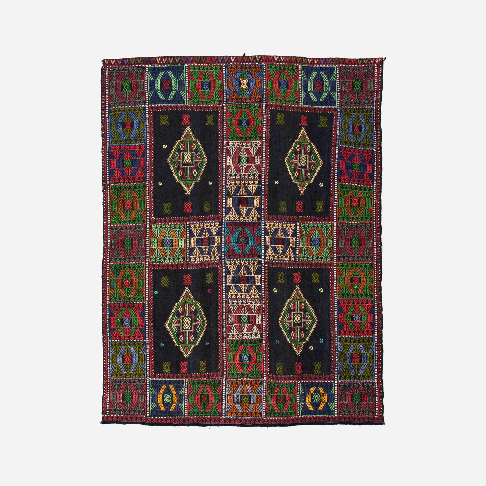 Authentic Handmade Cicim Wool Kilim 52.4x69.7 Inch: Authentic Handmade Cicim Wool Kilim 52.4x69.7 Inch This Authentic Handmade Cicim is crafted from high-quality wool on wool, showcasing a beautiful kilim design. With its unique origin from CICIM, this