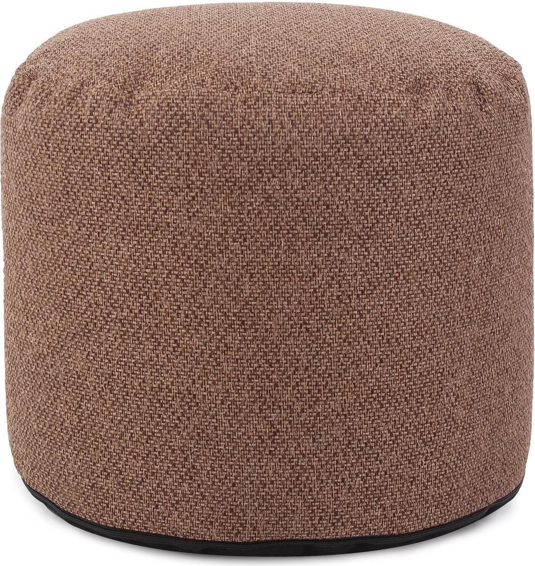 Howard Elliott Panama Round Pouf in Chocolate Brown 24H 22W 22D: Howard Elliott Panama Round Pouf in Chocolate Brown 24H 22W 22D Introducing the Chic Panama Pouf in a rich Chocolate Brown, a stylish and versatile addition to your home decor. This pouf features a ha