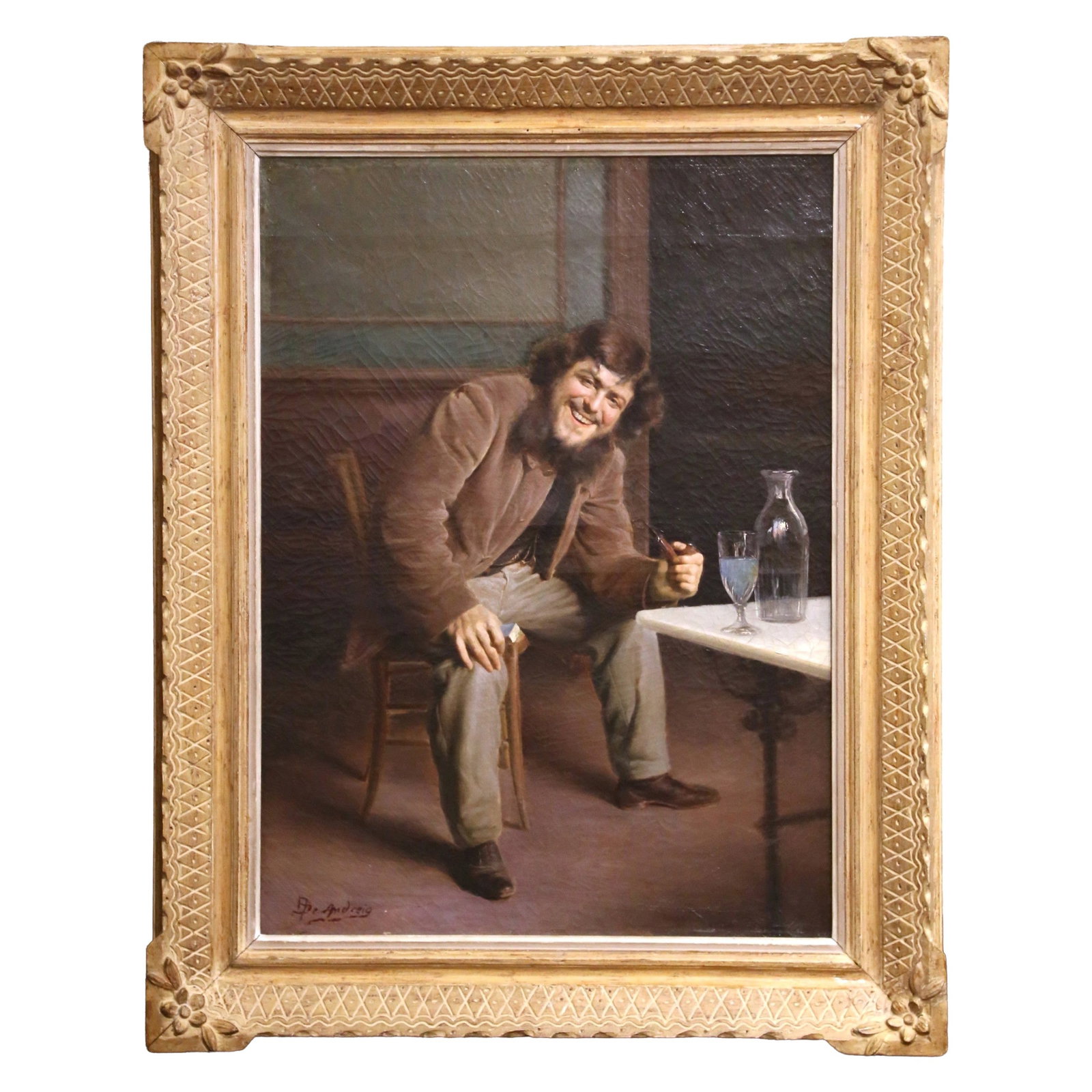 Alex de Andreis Belgian Interior Genre Oil on Canvas in Giltwood Frame (1 of 11)