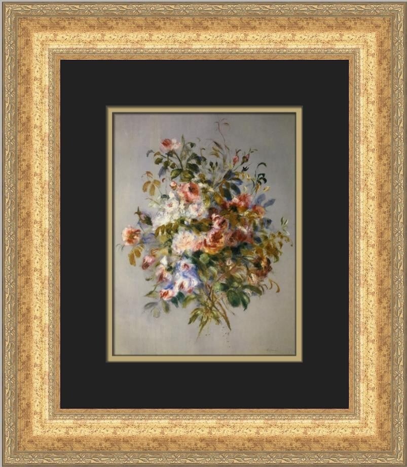 Pierre-Auguste Renoir Bouquet of Roses Custom Framed Print 18x16 Impressionism Art: Pierre-Auguste Renoir Bouquet of Roses Custom Framed Print 18x16 Impressionism Art This exquisite custom framed print features Pierre-Auguste Renoir's "Bouquet of Roses," a stunning representation of 