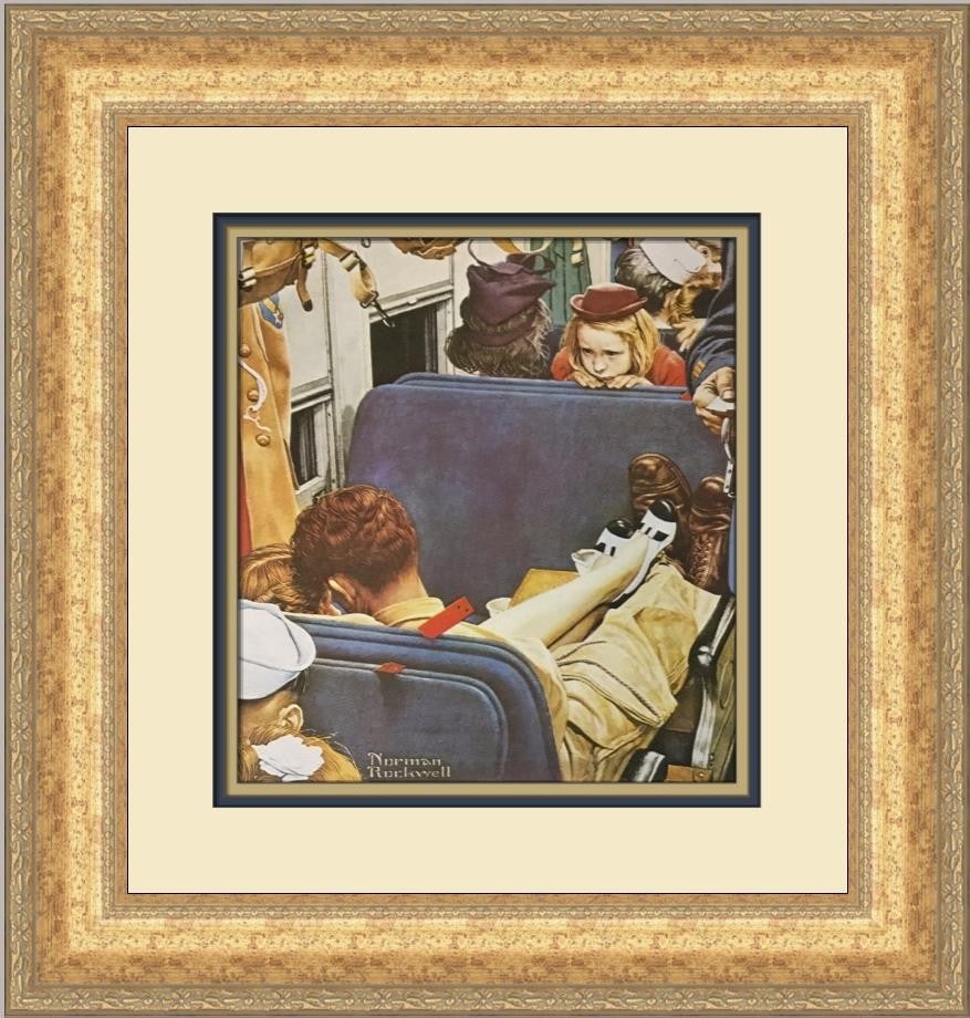 Framed Norman Rockwell open edition print Rest and Relaxation: Framed Norman Rockwell open edition print Rest and Relaxation This is a custom-framed open edition print of Norman Rockwell's "Rest and Relaxation," produced in 1979. The offset lithograph is presente