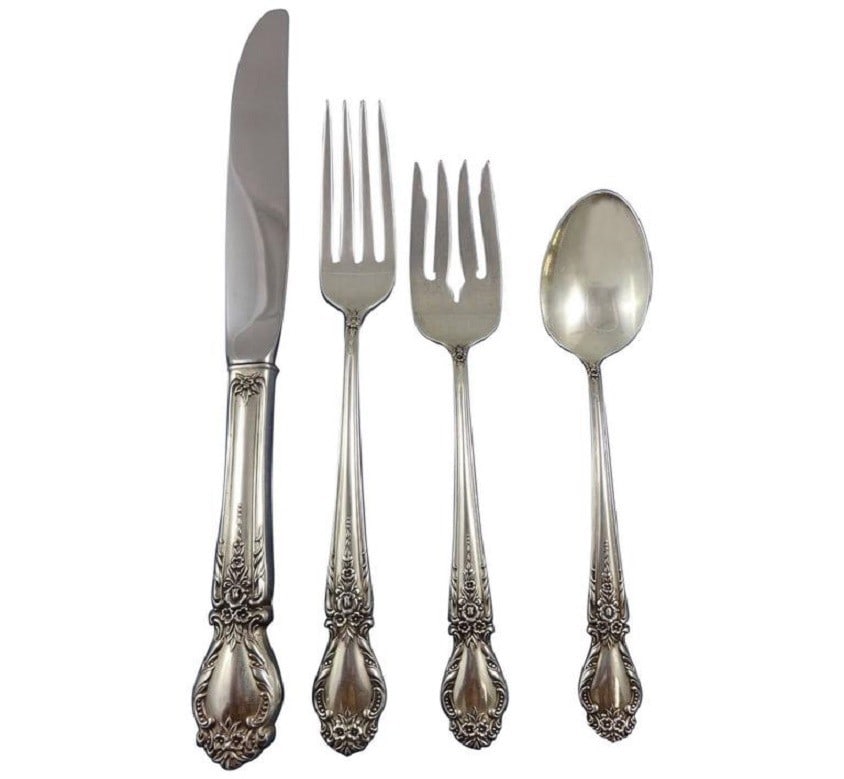 24 Piece Sterling Flatware Service for 6 International Silver Brocade: 24 Piece Sterling Flatware Service for 6 International Silver Brocade Brocade by International sterling silver flatware set in a 24-piece service for six. This starter set includes matching place kniv