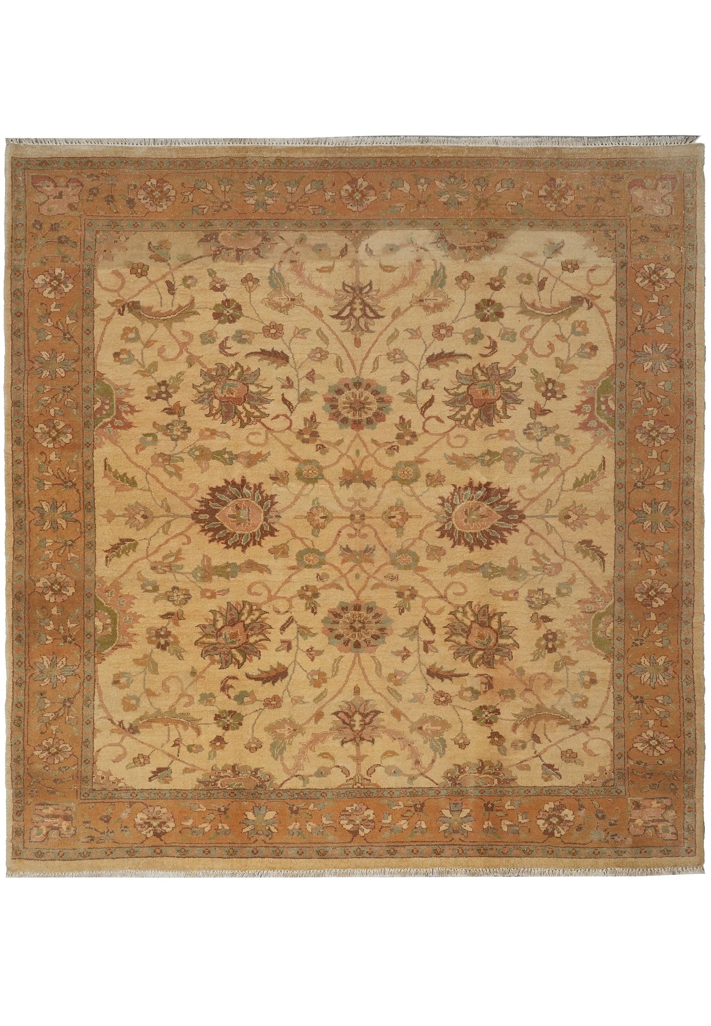 8 x 8 Square Handmade Chobi Agra Rug: 8 x 8 Square Handmade Chobi Agra Rug Free continental US Shipping Handmade Chobi Agra rug in a square 8 x 8 format. This un-used rug offers the classic Chobi Agra style in a versatile size suitable fo